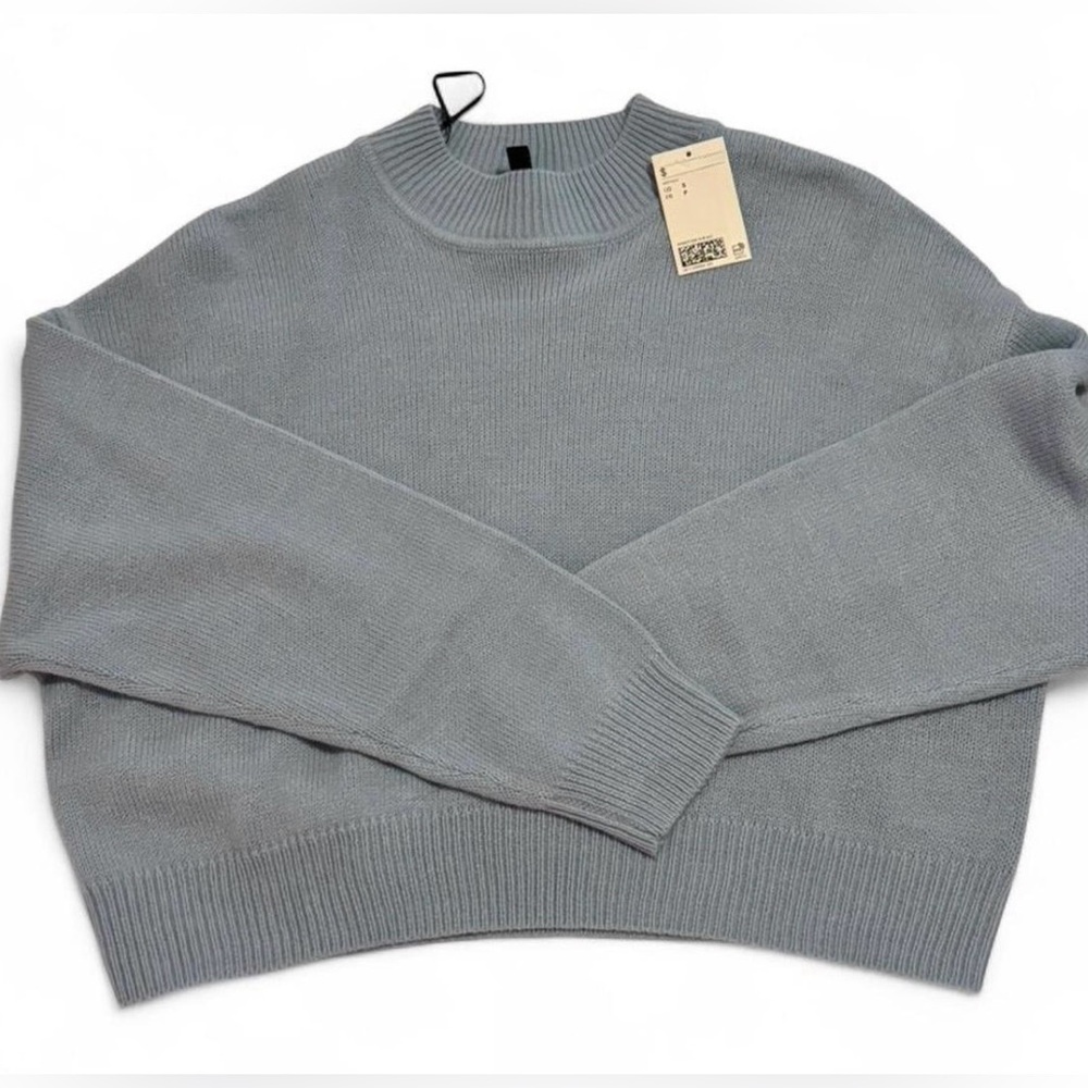 Light blue cropped Crewneck Knit Sweater